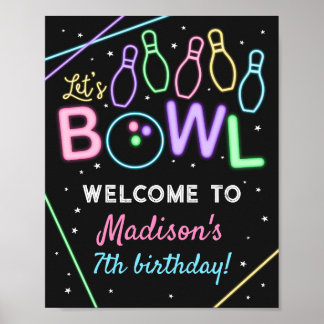 Glow Bowling Begrüßung Geburtstagsfeier Poster