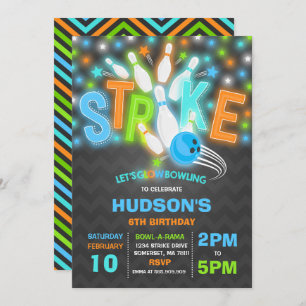 Glow Bowling Einladung Neon Glow Bowling Party