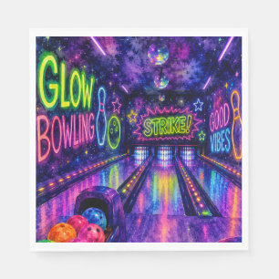 Glow Bowling Watercolor Teenager Geburtstagsfeier Serviette