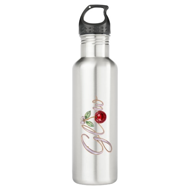 Glow Cherry – Glam Water Bottle Edelstahlflasche (Vorderseite)