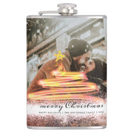 Glow Christmas Tree Star Foto Glitzer Flachmann