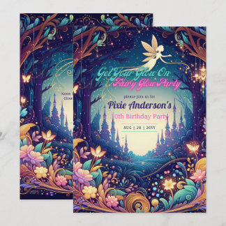 Glow Fairy Party Thema Fairytale Verzauberter Wald Einladung