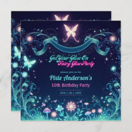 Glow Fairy Party Thema Fairytale Verzauberter Wald Einladung