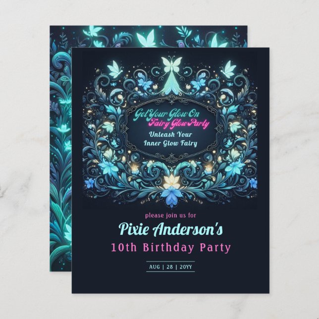 Glow Fairy Party Thema - Märchen nach Dunkelheit (Vorne/Hinten)