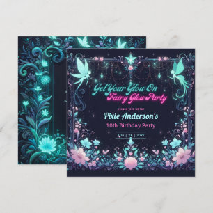 Glow Fairy Party Thema - Märchen nach Dunkelheit Einladung