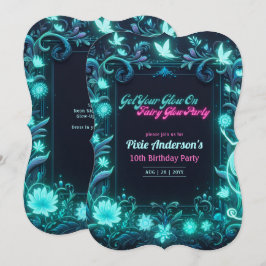 Glow Fairy Party Thema - Märchen nach Dunkelheit Einladung