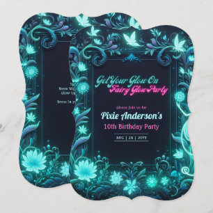 Glow Fairy Party Thema - Märchen nach Dunkelheit Einladung