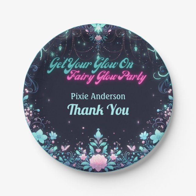Glow Fairy Party Thema - Märchen nach Dunkelheit Pappteller (Vorderseite)
