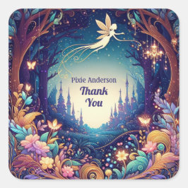 Glow Fairy Party Thema - Märchen nach Dunkelheit Quadratischer Aufkleber