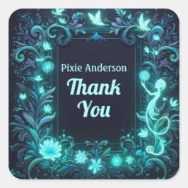 Glow Fairy Party Thema - Märchen nach Dunkelheit Quadratischer Aufkleber