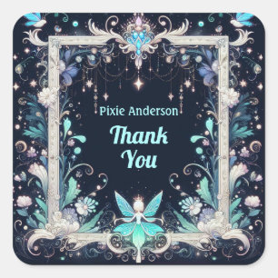 Glow Fairy Party Thema - Märchen nach Dunkelheit Quadratischer Aufkleber