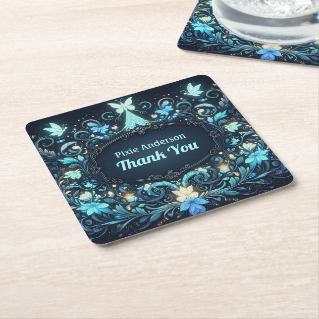 Glow Fairy Party Thema - Märchen nach Dunkelheit Rechteckiger Pappuntersetzer (angewinkelt)