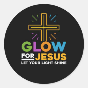 Glow für Jesus Ließ dein Licht Shine Faith Cross c Runder Aufkleber