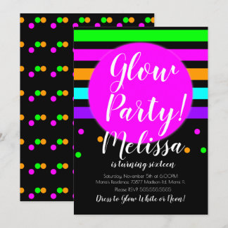 Glow Geburtstag Crazy Neon glühen im dunklen Party Einladung