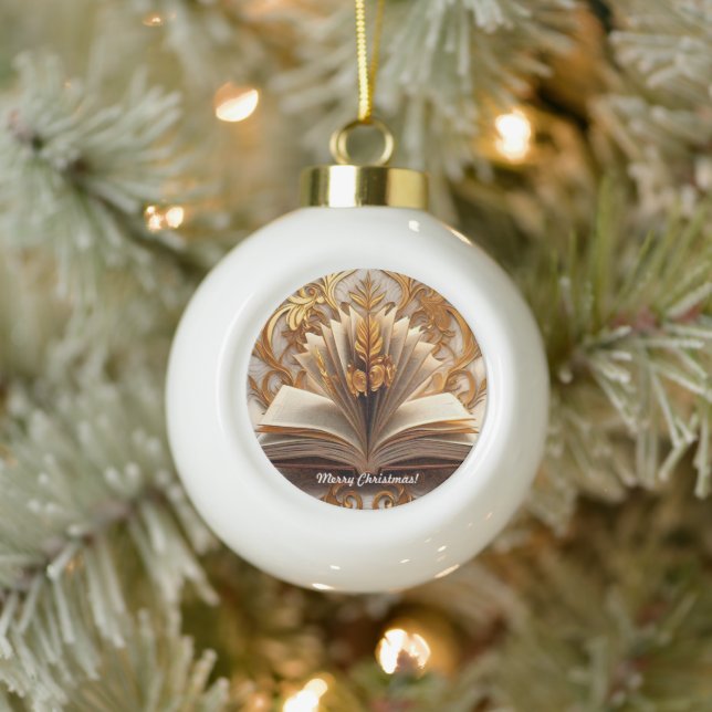 "Glow Golden Knowledge" Keramik Kugel-Ornament (Baum)