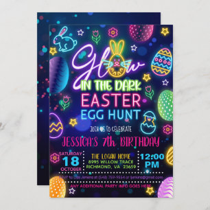Glow in der Dunklen Ostereier Jagd Einladung