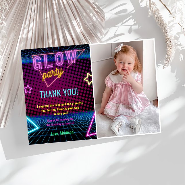 Glow Neon Lights Geburtstagsparty Danke Karte (Von Creator hochgeladen)