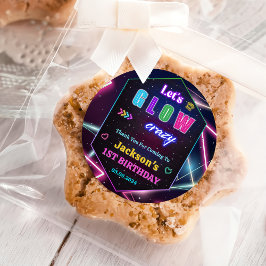 Glow Neon Lights Vielen Dank für Ihre Geburtstagsp Runder Aufkleber