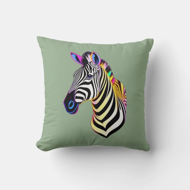 Glow Neon Zebra Kissen (Vorderseite)