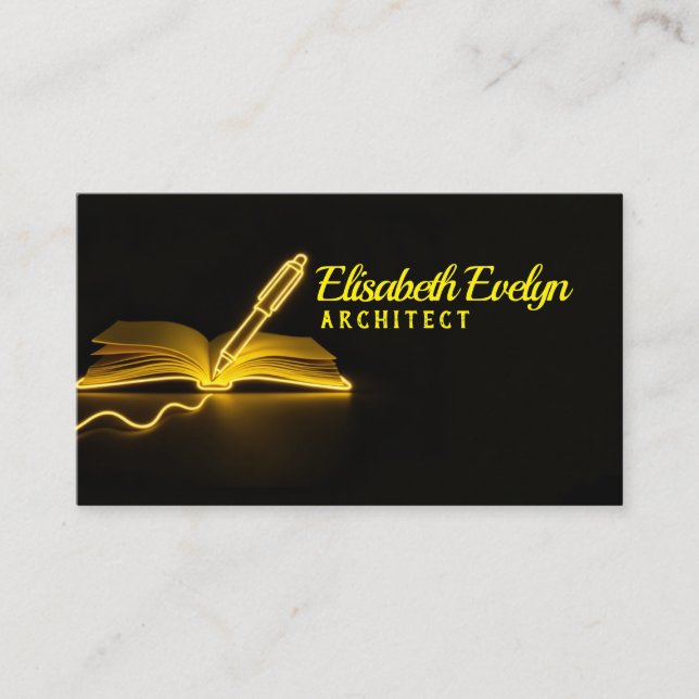 Glow of Knowledge: Pen and Book in the Dark Visitenkarte (Vorderseite)