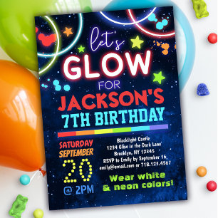 Glow Party Blauer Geburtstag Einladung