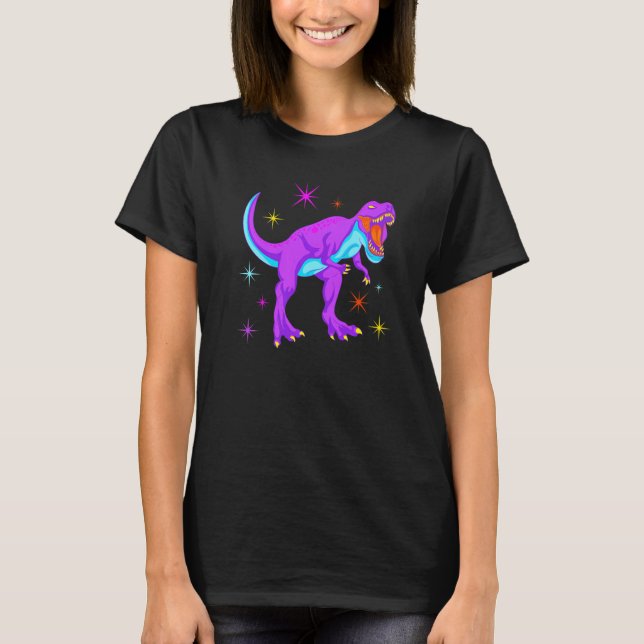 Glow Party Dinosaur Neon Lights Party T-Shirt (Vorderseite)