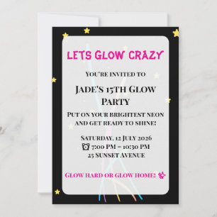 Glow-Party-Einladung  Teen/Erwachsenen-Party  Einladung