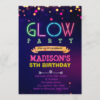 Glow Party Geburtstagseinladung Einladung