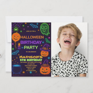 Glow Party Halloween Geburtstagseinladung Einladung