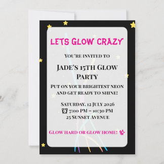 Glow Party Invitation| Teen/Adult Party  Einladung