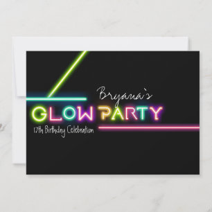 GLOW PARTY Neon-Spaß Geburtstagseinladung Einladung