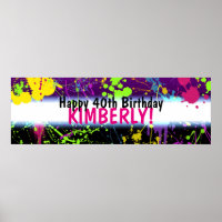 Glow Party Paint Spritzer Neon Birthday Banner