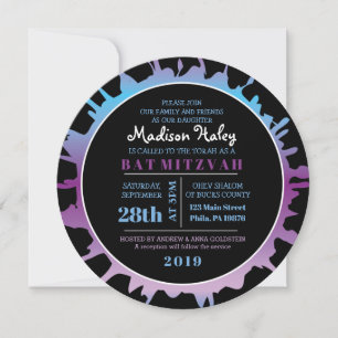 GLOW Rainbow Splash Bar Bat Mitzvah Einladung