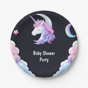 Glow Space Royal Pony Unicorn Baby Girl Dusche hin Pappteller