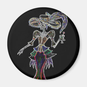 Glow Steampunk Catrina Magnet