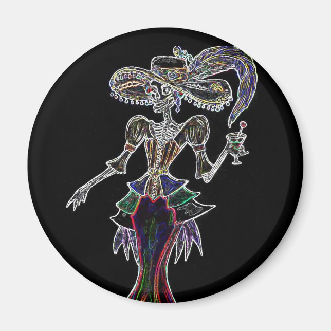 Glow Steampunk Catrina Magnet (Vorne)