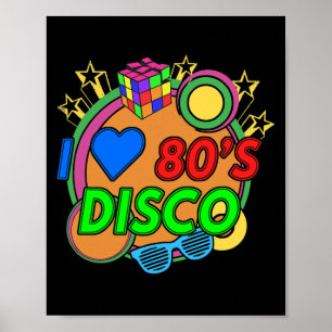 Glow Sticks 80er Retro I Liebe 80er Disco Glühen Poster