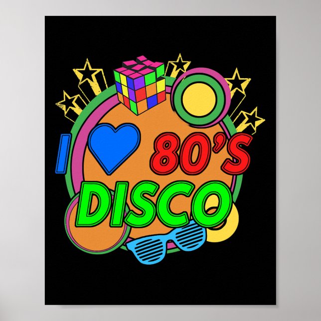 Glow Sticks 80er Retro I Liebe 80er Disco Glühen Poster (Vorne)