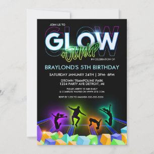 Glow Trampoline Park Party-Einladung Einladung