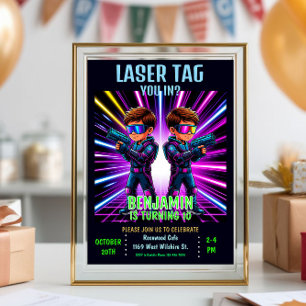 Glow-up Laser Tag Geburtstagskarte Einladung