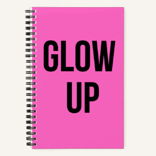 "Glow Up", rosa und schwarz Notizbuch