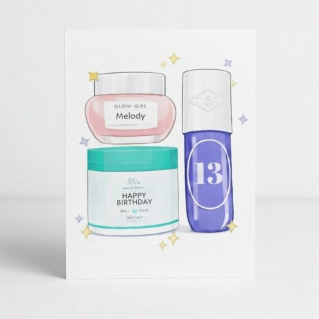 Glow Up Skincare Birthday Card (Customizable) Karte (Von Creator hochgeladen)