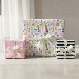 Glow Up Skincare Gift Wrap 3 Pack – Custom Name Geschenkpapier Set