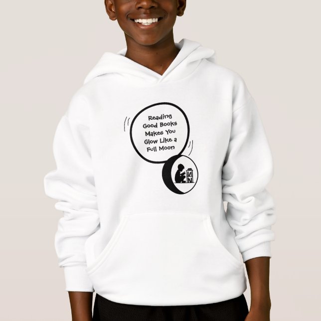 Glow With Books Kids Kapuzenpullover Hoodie (Vorderseite)