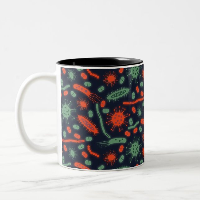 Glowing Bacteria Microorganism green red Zweifarbige Tasse (Links)