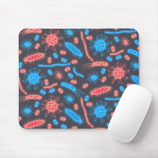 Glowing Bacteria Microorganism pink blue Mousepad (Mit Mouse)