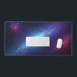 Glowing Blue Supernova Deep Space Nebula Schreibtischunterlage<br><div class="desc">Completely transform your gaming setup or daily workstation with an accessory that brings the epic scale of the universe right to your fingertips. This massive horizontal desk mat features a breathtaking, highly detailed illustration of a glowing blue supernova explosion in deep space. The intense, luminous cyan core is beautifully framed...</div>