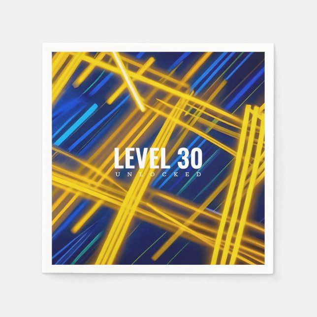 Glowing Bright Cyan Yellow Chaotic Light Lines Serviette (Vorderseite)