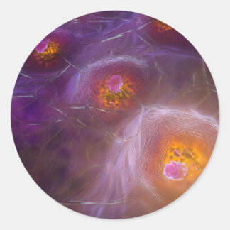 Glowing Cellular Network Abstract Art Runder Aufkleber