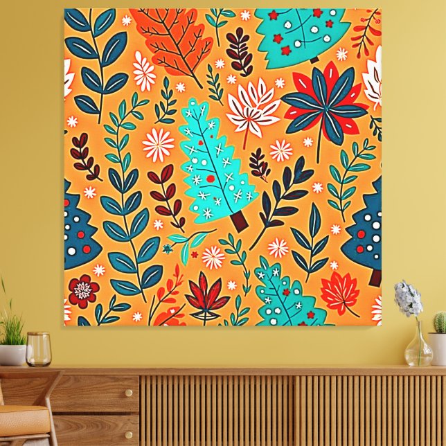 Glowing Christmas Pattern Design Leinwanddruck (Insitu (Wohnzimmer))